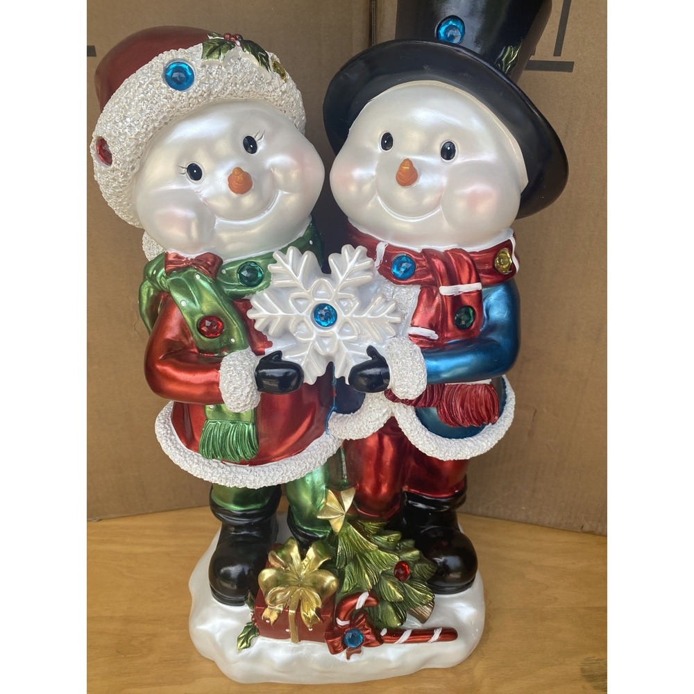 Kringle Express 22" Christmas Indoor Outdoor Snowman Duo Resin, Lighted, NIB